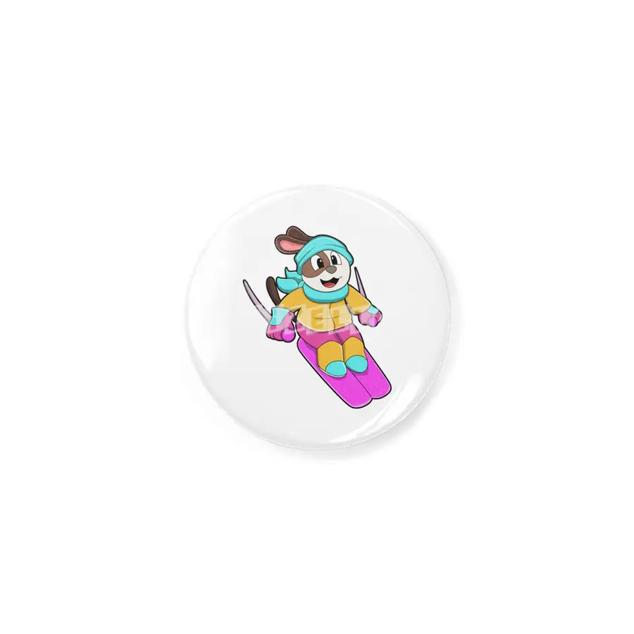 Dog as Skier with Ski & Scarf Rozet
