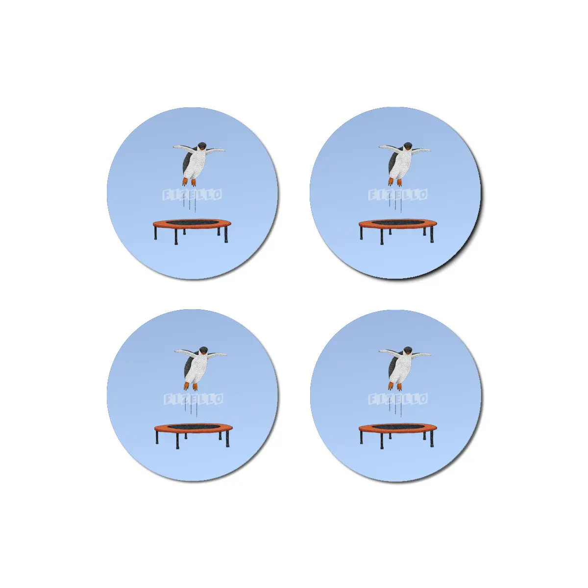 Penguin On A Trampoline Bardak Altlığı