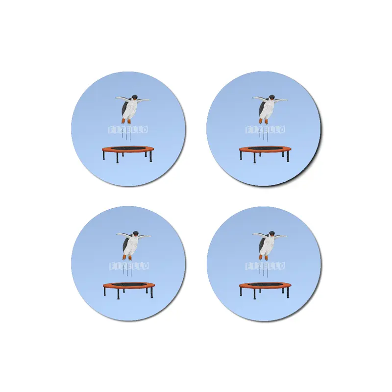 Penguin On A Trampoline Bardak Altlığı