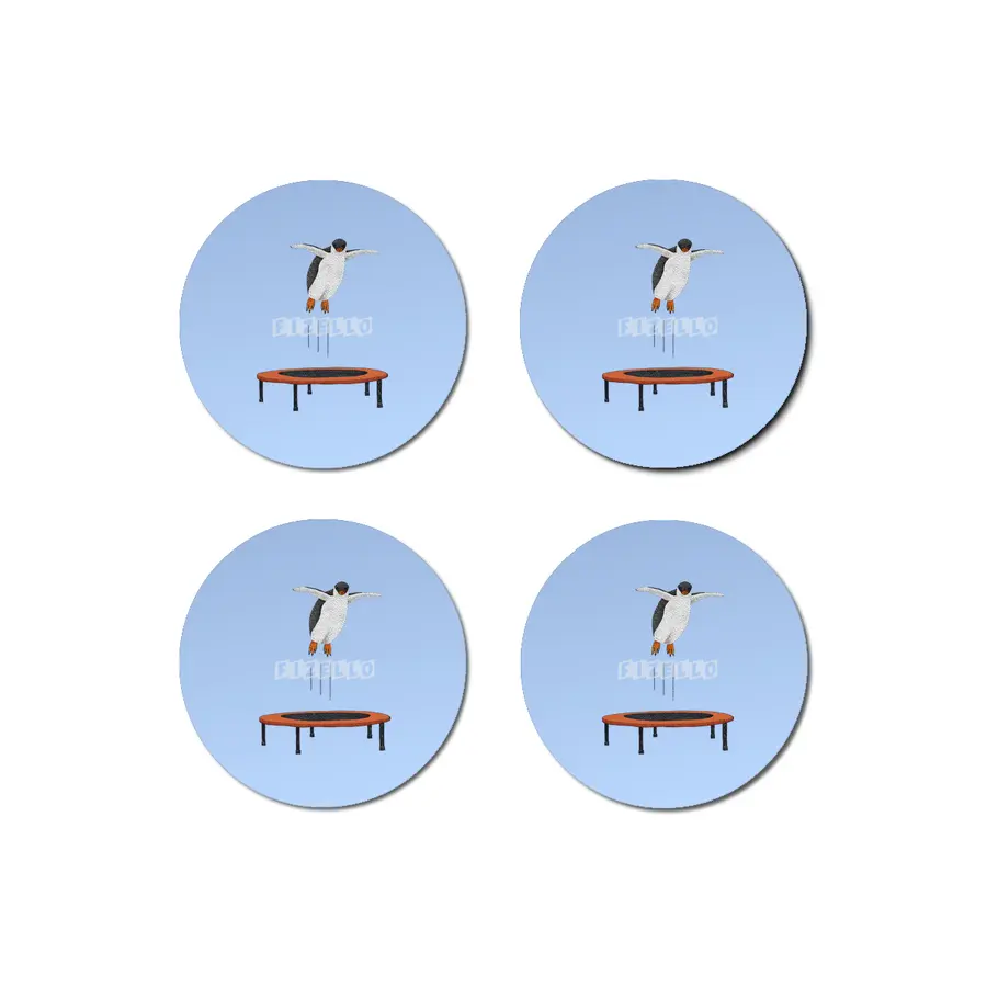 Penguin On A Trampoline Bardak Altlığı
