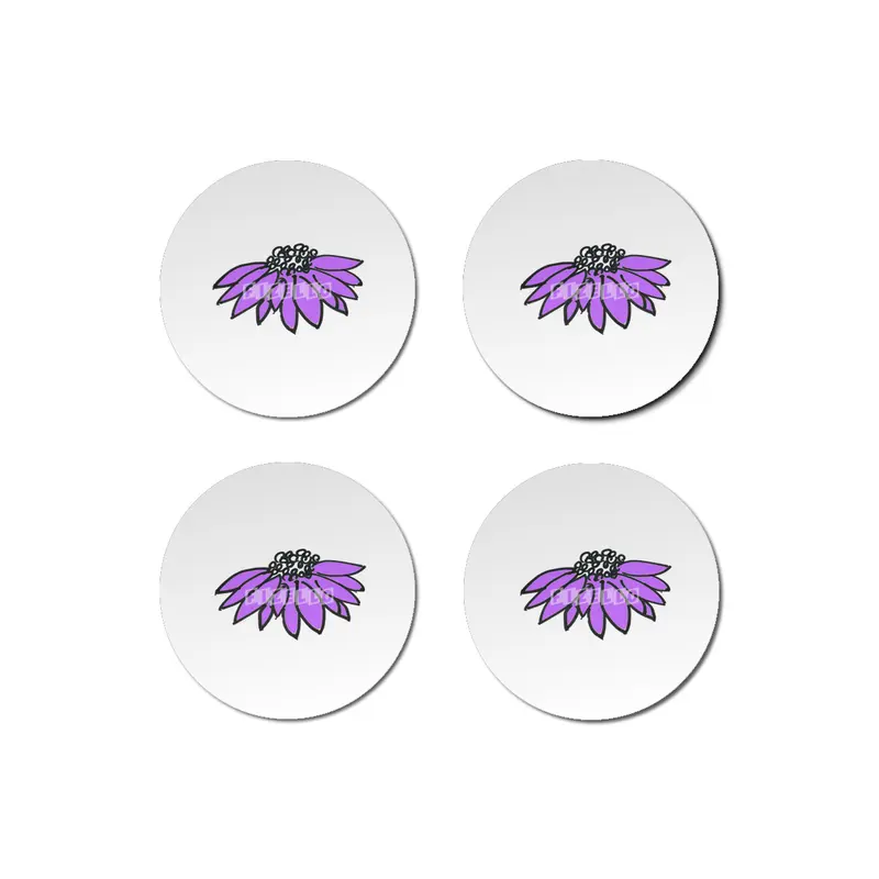 Purple Sketched Flower Bardak Altlığı