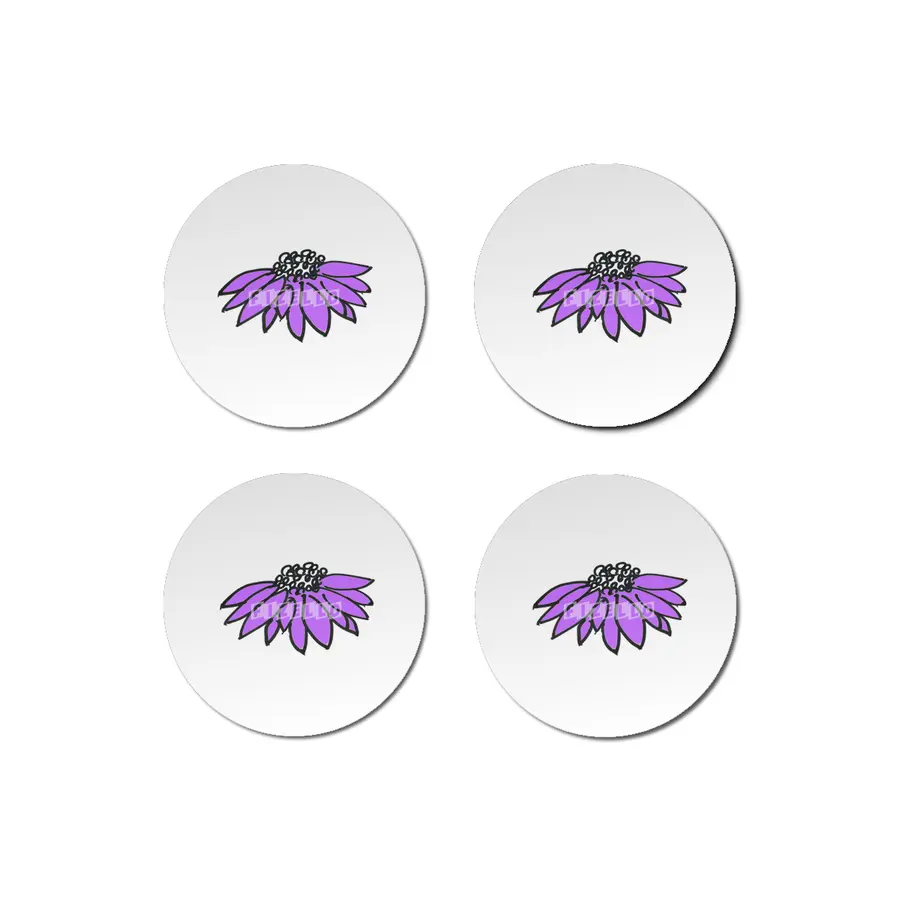 Purple Sketched Flower Bardak Altlığı