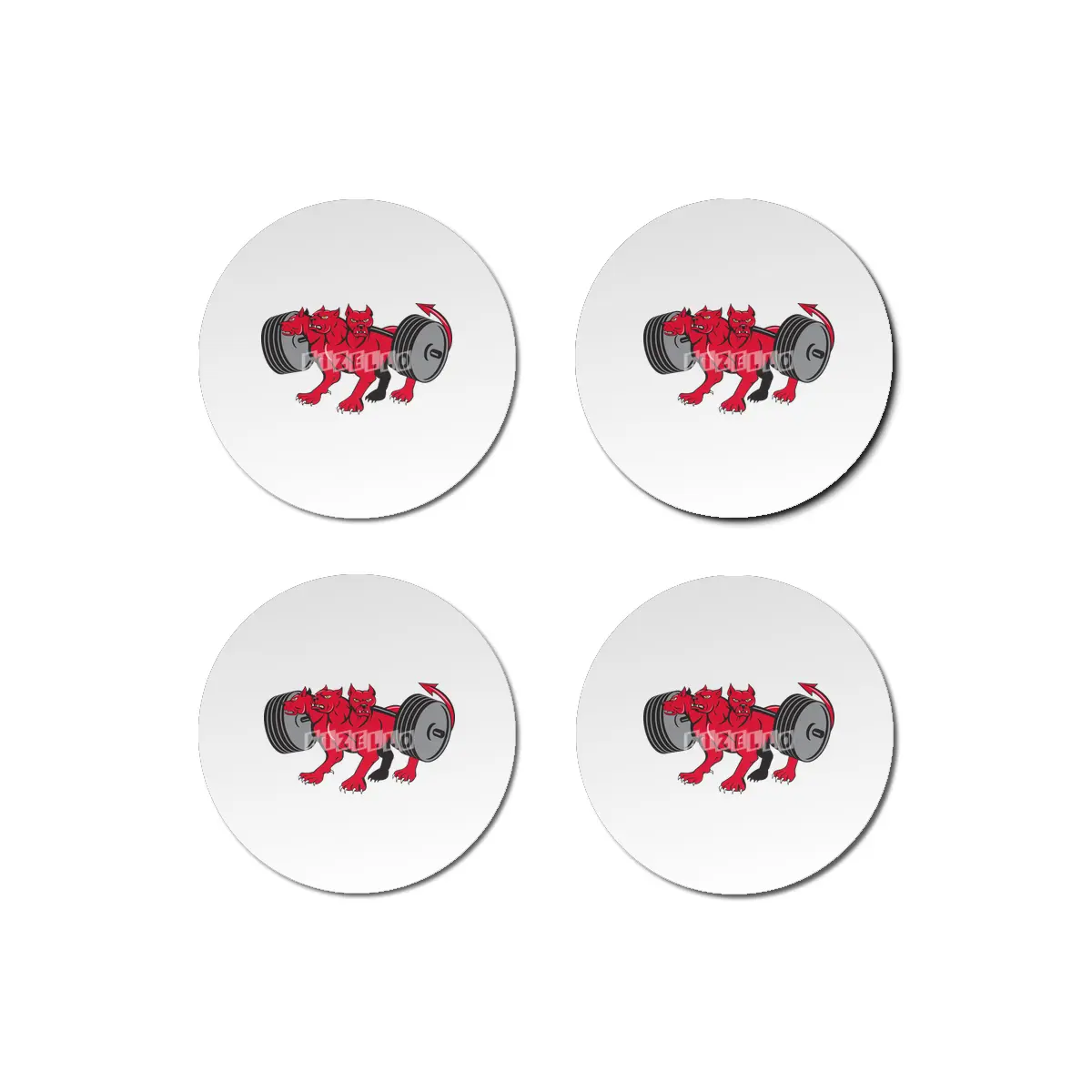 Cerberus Multi-headed Dog Hellhound Powerlifting Barbell Cartoon Bardak Altlığı