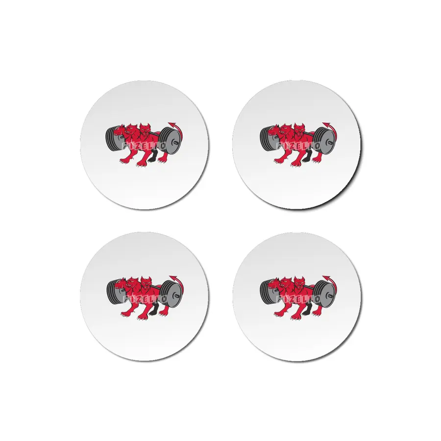 Cerberus Multi-headed Dog Hellhound Powerlifting Barbell Cartoon Bardak Altlığı
