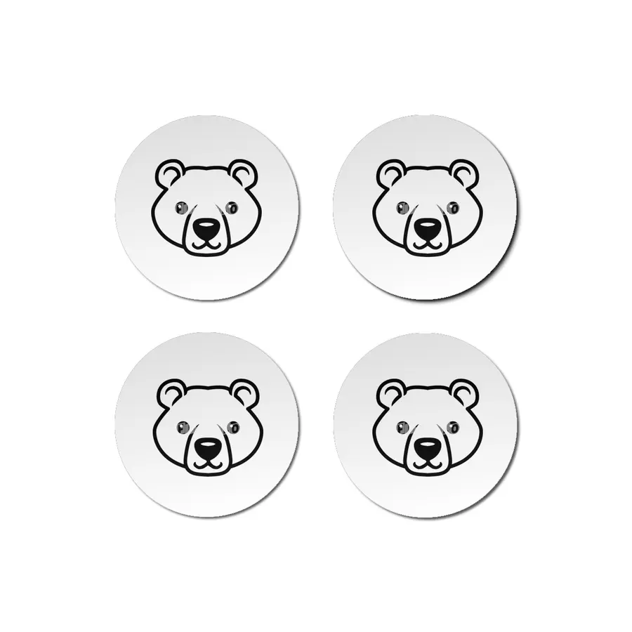 Bear Black and White Minimalist Pictogram Bardak Altlığı