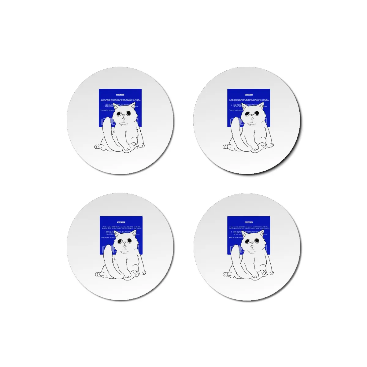 Blue Screen Cat Bardak Altlığı