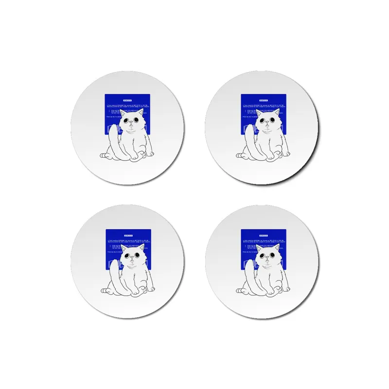 Blue Screen Cat Bardak Altlığı