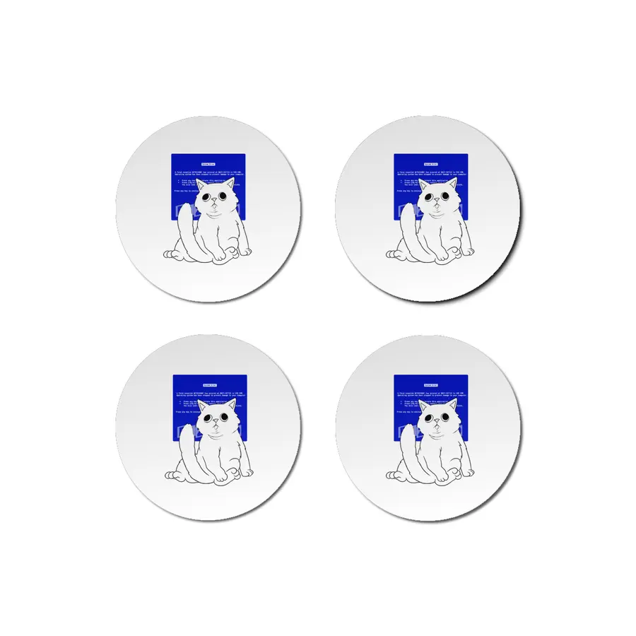 Blue Screen Cat Bardak Altlığı