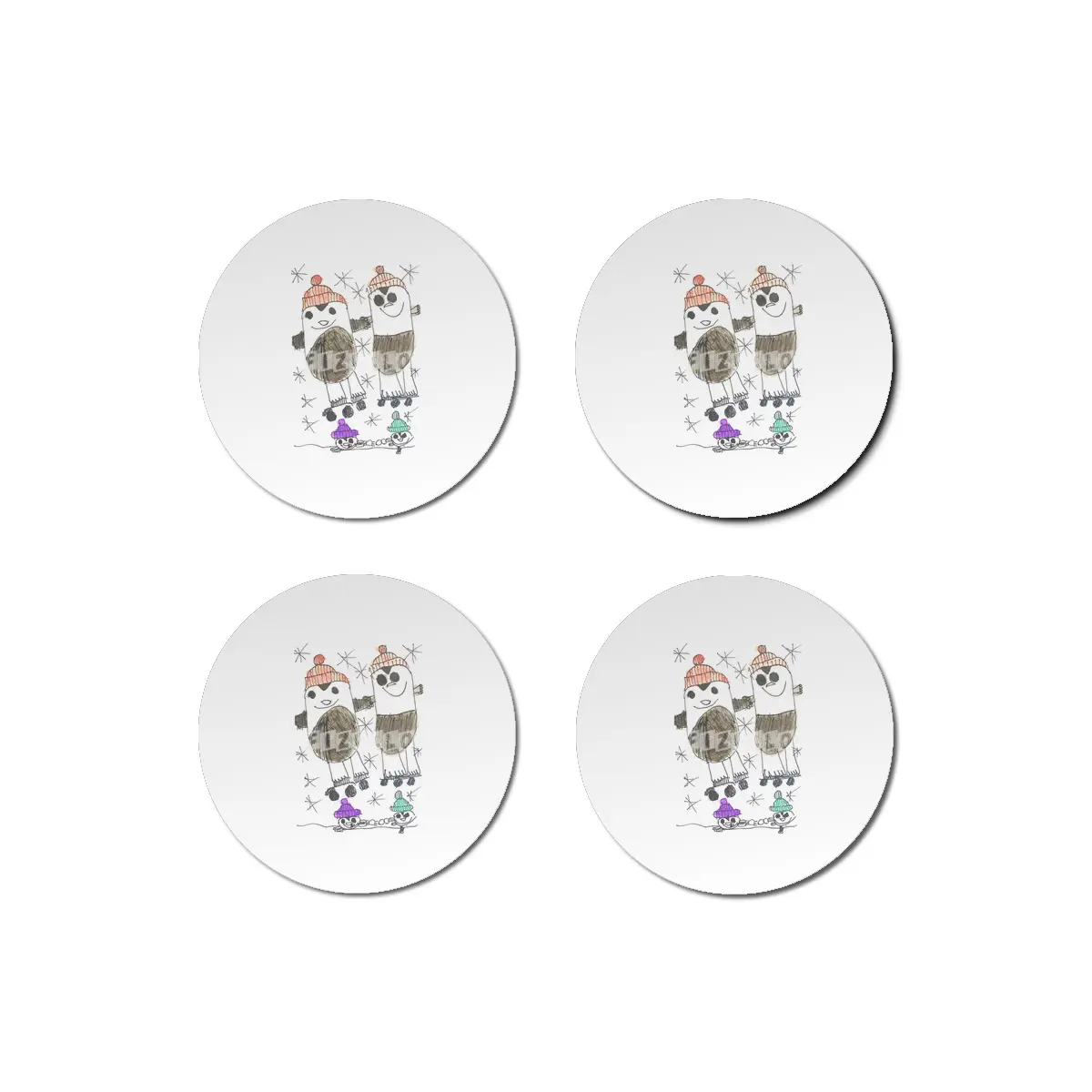 Four Cute Penguins Bardak Altlığı