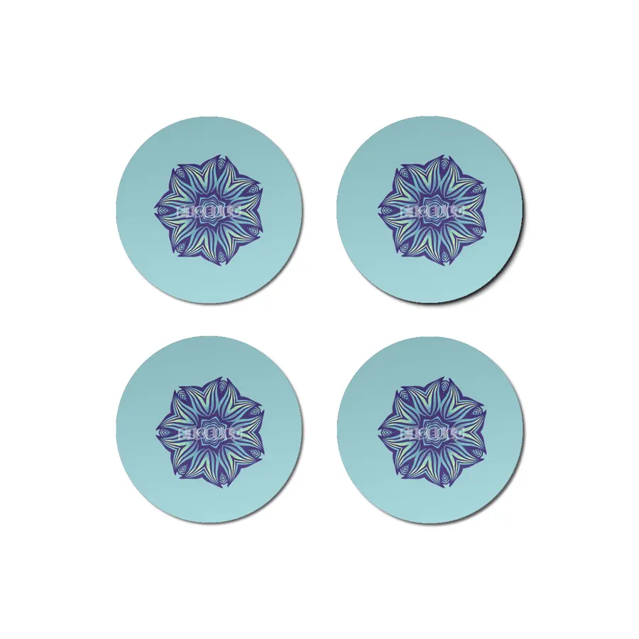 Abstract Flower Mandala Purple Blue Kaleidoscopic Art Bardak Altlığı