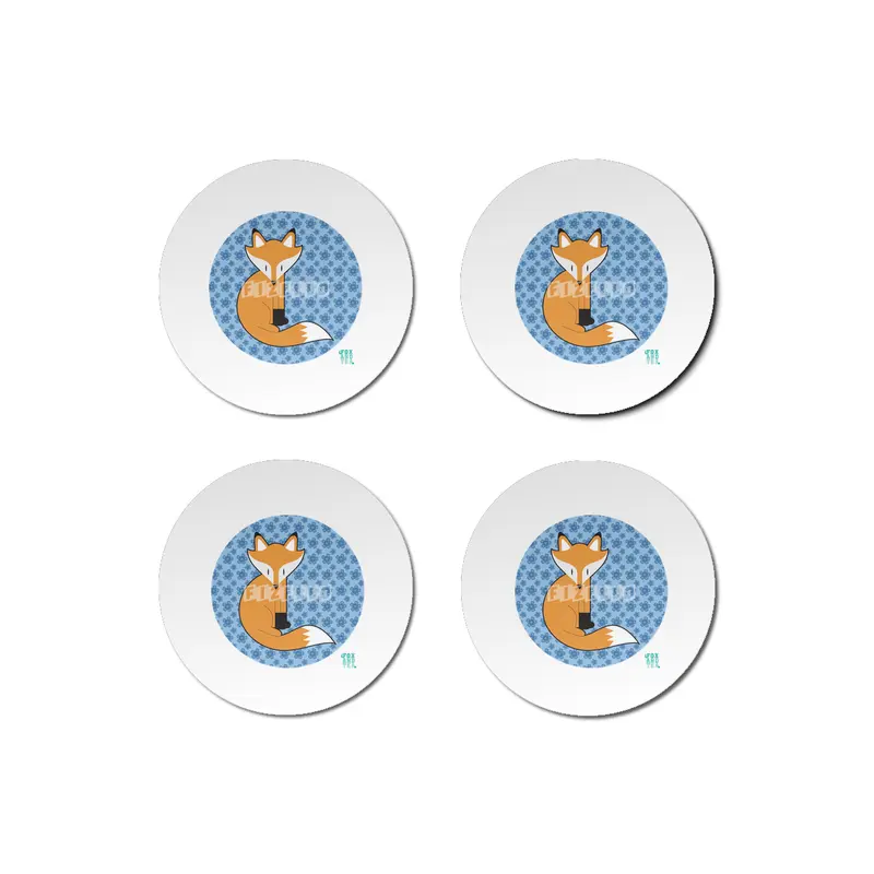 Fox And Tea_ flower power Bardak Altlığı