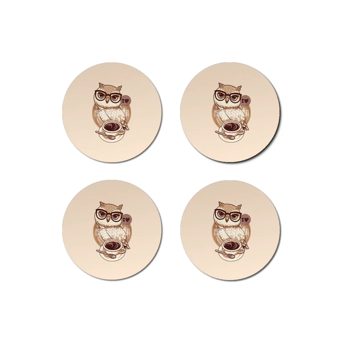Coffe Lover Owl Bardak Altlığı