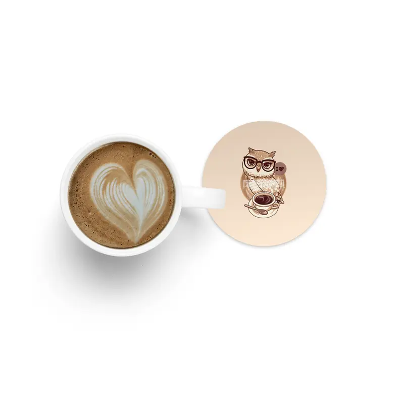 Coffe Lover Owl Bardak Altlığı