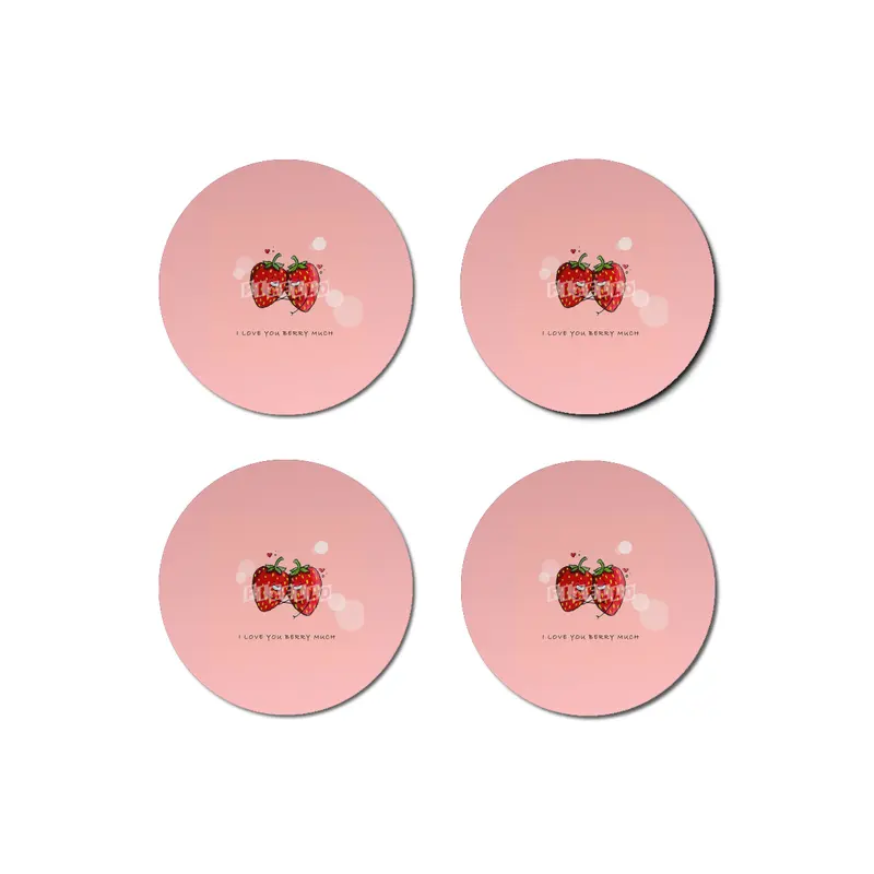 Cute Strawberry Couple with "I Love You Berry Much" Bardak Altlığı
