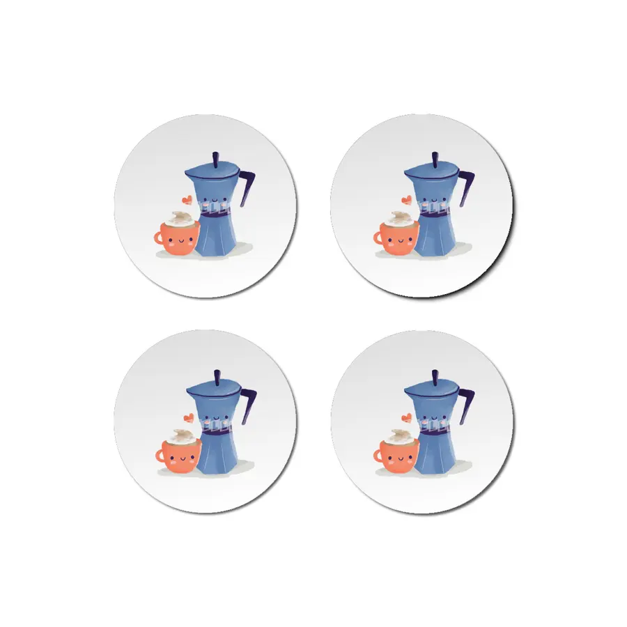 Cute coffee couple illustration Bardak Altlığı