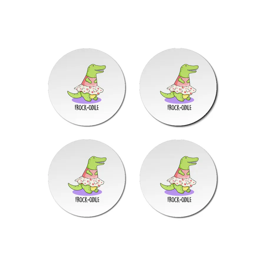 'Frock-odile Cute Crocodile Pun Bardak Altlığı