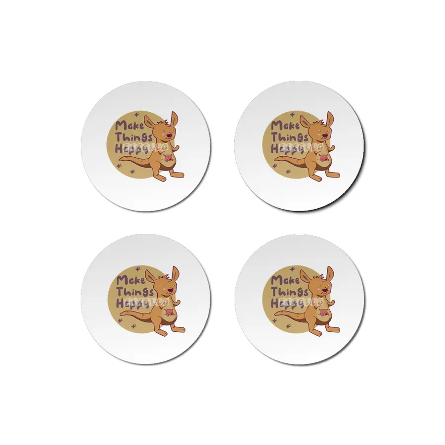 Make things happy Kawaii funny cute kangaroo brown Bardak Altlığı