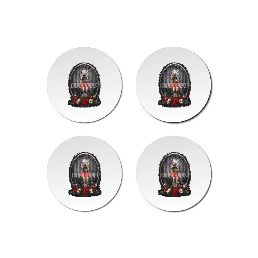 Goth Fashion Girl - Skulls and Roses Bardak Altlığı