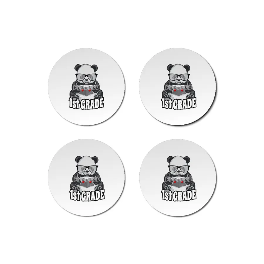 1st Grade Back To School Panda Book Reader Teacher Heart Bardak Altlığı