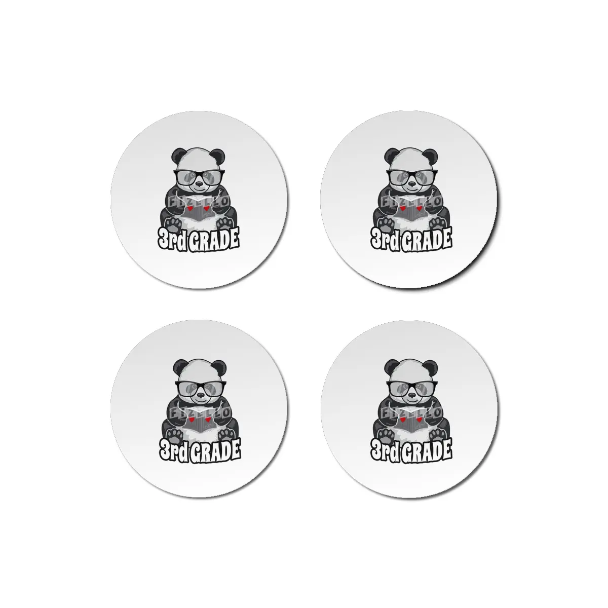 3rd Grade Back To School Panda Book Reader Teacher Heart Bardak Altlığı