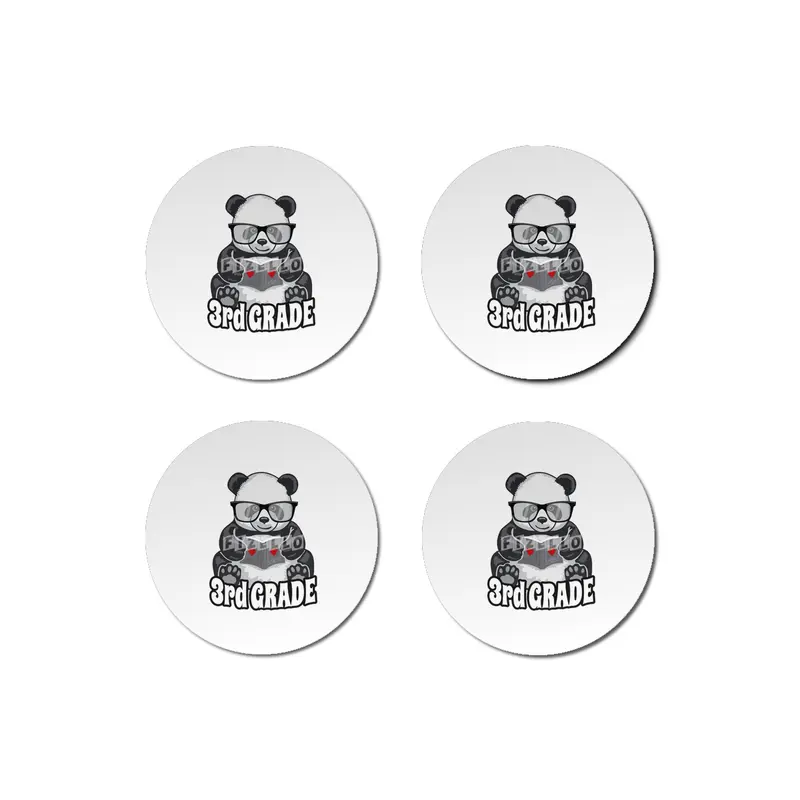 3rd Grade Back To School Panda Book Reader Teacher Heart Bardak Altlığı