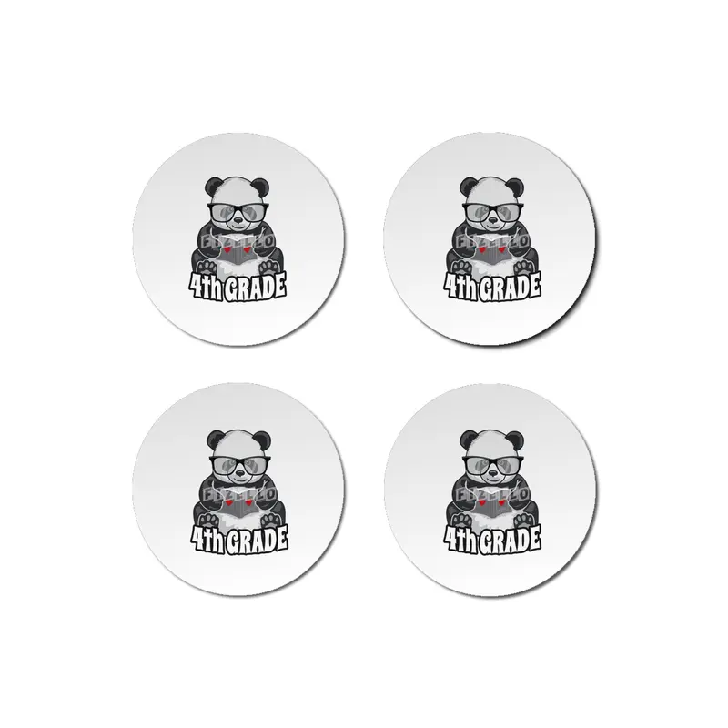 4th Grade Back To School Panda Book Reader Teacher Heart Bardak Altlığı