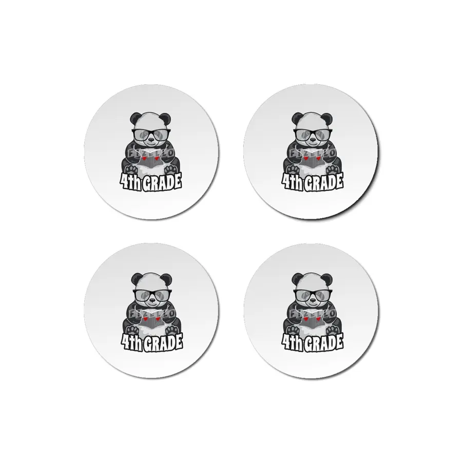 4th Grade Back To School Panda Book Reader Teacher Heart Bardak Altlığı