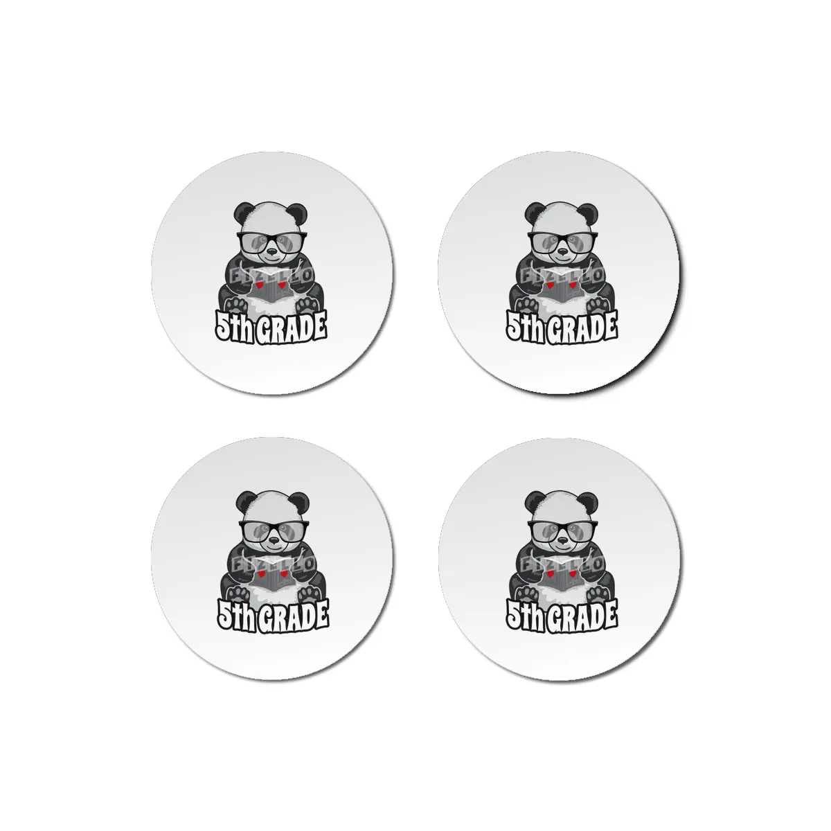 5th Grade Back To School Panda Book Reader Teacher Heart Bardak Altlığı