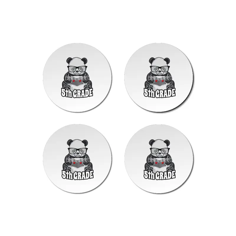 5th Grade Back To School Panda Book Reader Teacher Heart Bardak Altlığı