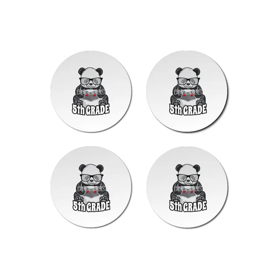 5th Grade Back To School Panda Book Reader Teacher Heart Bardak Altlığı