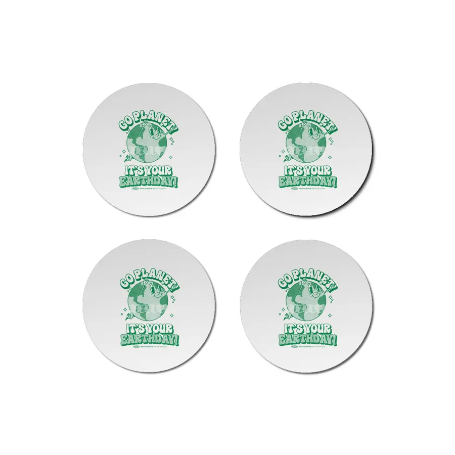 Go Planet It's Your Earth Day Retro Mascot Cute Earth Day Bardak Altlığı