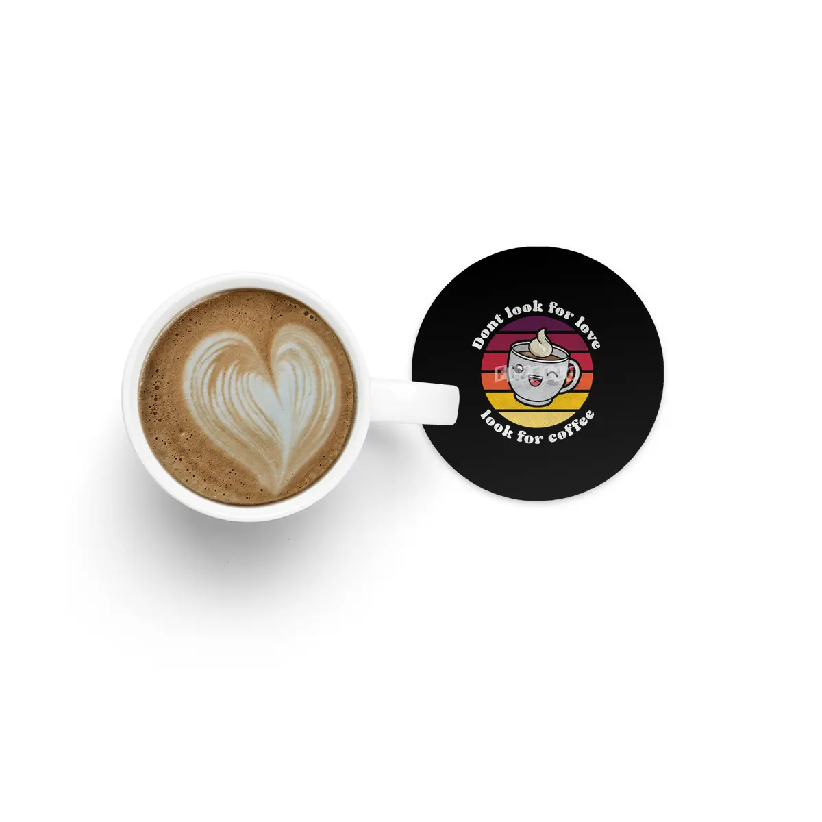 Cute kawaii Dont look for love look for coffee Bardak Altlığı