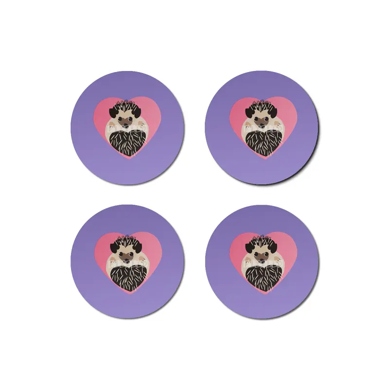Hedgehog Love Heart Bardak Altlığı