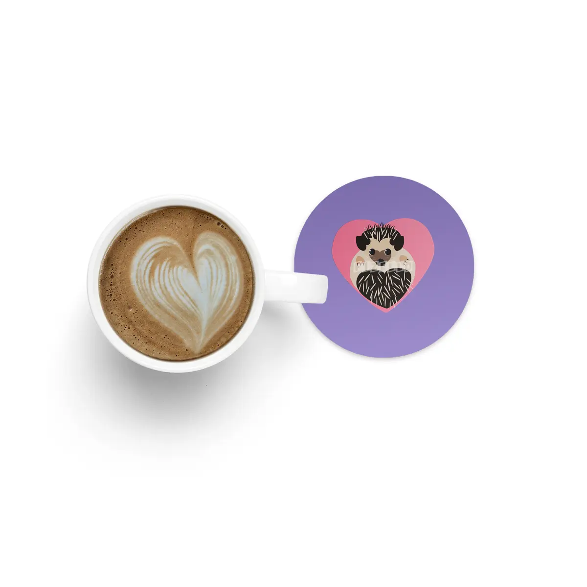 Hedgehog Love Heart Bardak Altlığı
