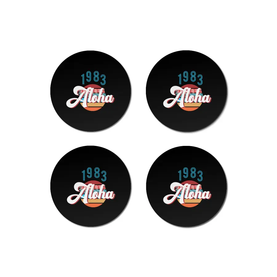 Retro Vintage Summer Aloha 1983 Bardak Altlığı