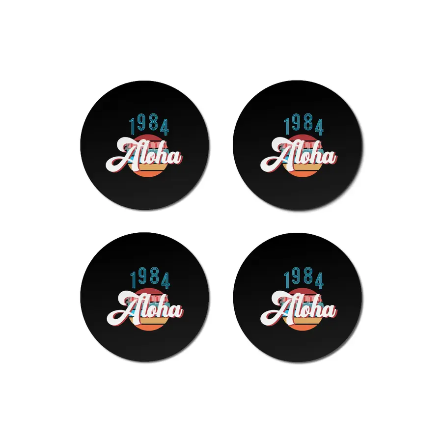 Retro Vintage Summer Aloha 1984 Bardak Altlığı