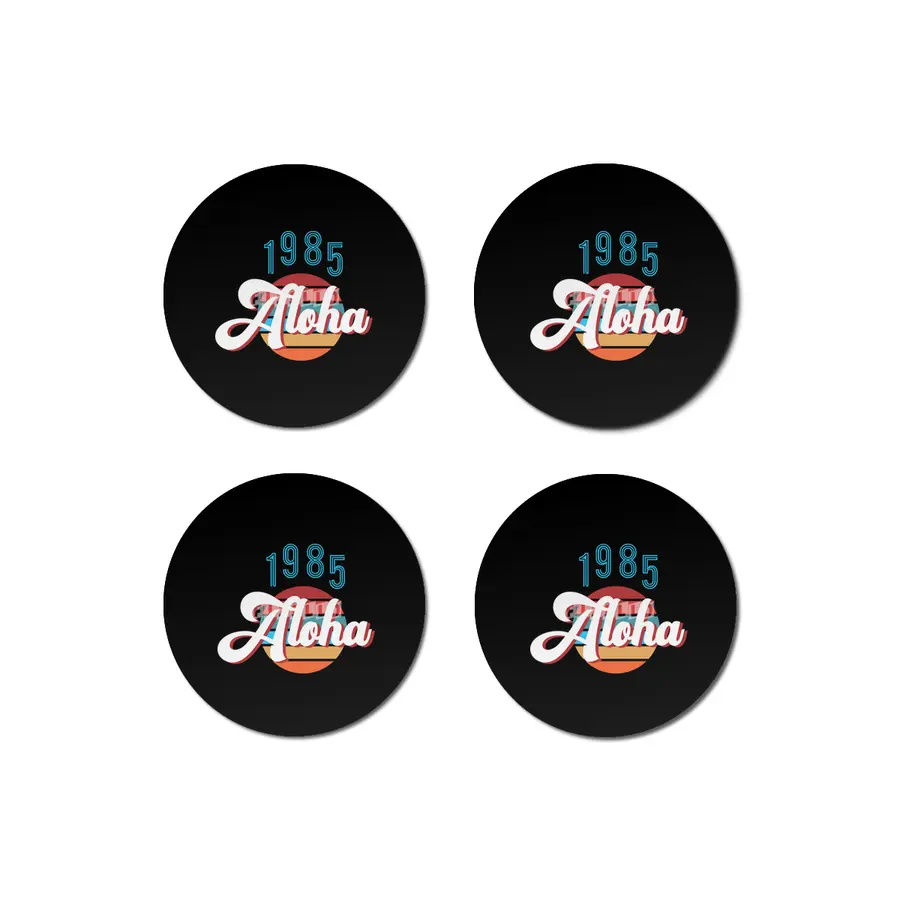Retro Vintage Summer Aloha 1985 Bardak Altlığı