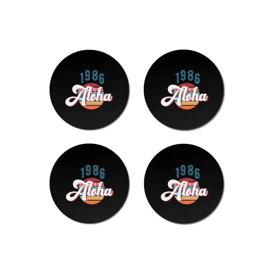 Retro Vintage Summer Aloha 1986 Bardak Altlığı