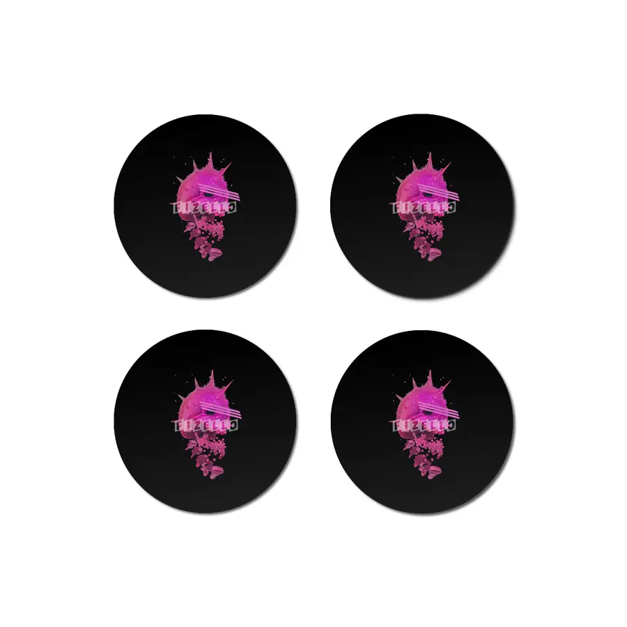 Pink Neon 80's Skull Bardak Altlığı