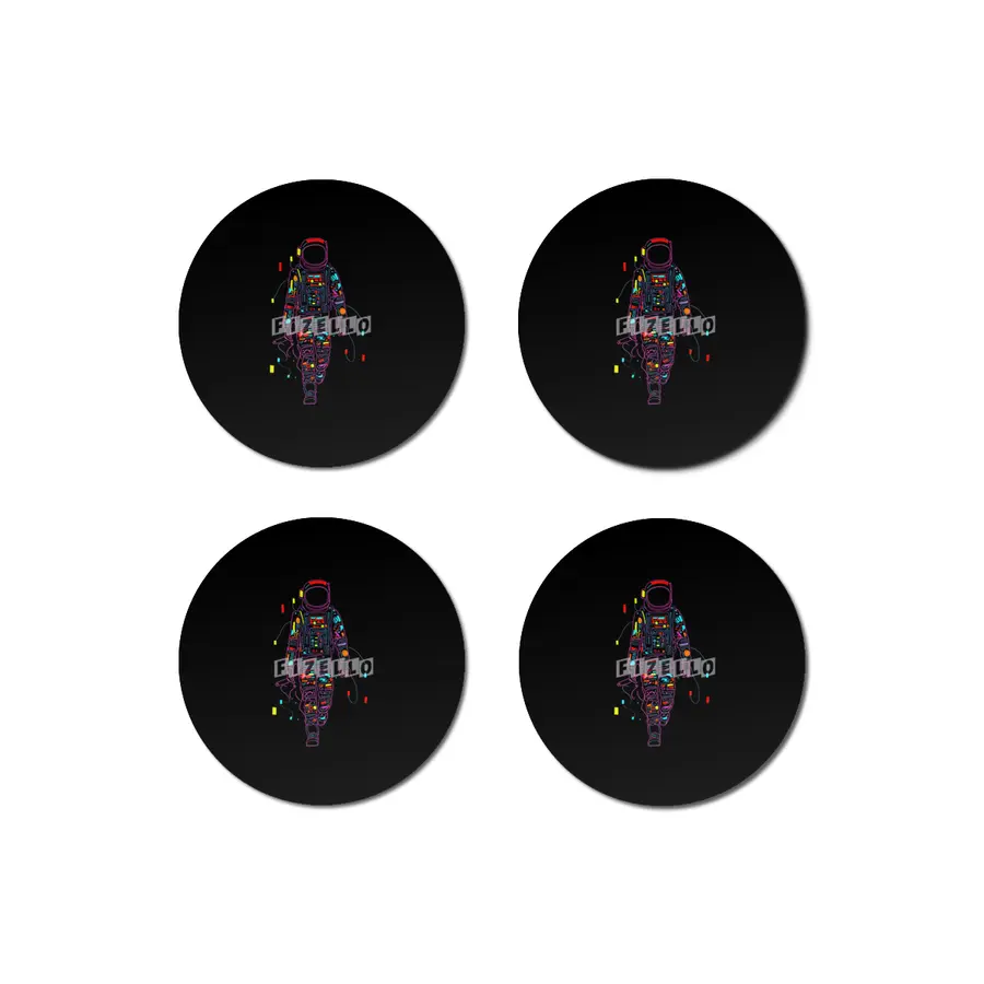 Abstract Retro Neon Astronaut Bardak Altlığı