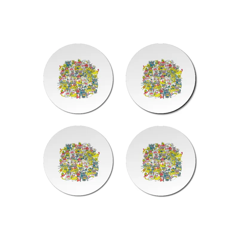 Funny doodle colorful cats.Seamless pattern with funny hand drawn cats Bardak Altlığı