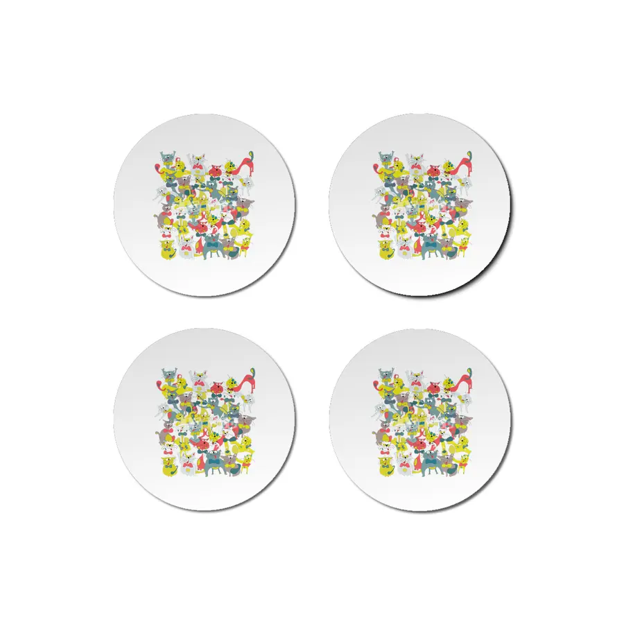 Funny doodle colorful cats.Seamless pattern with funny hand drawn cats Bardak Altlığı