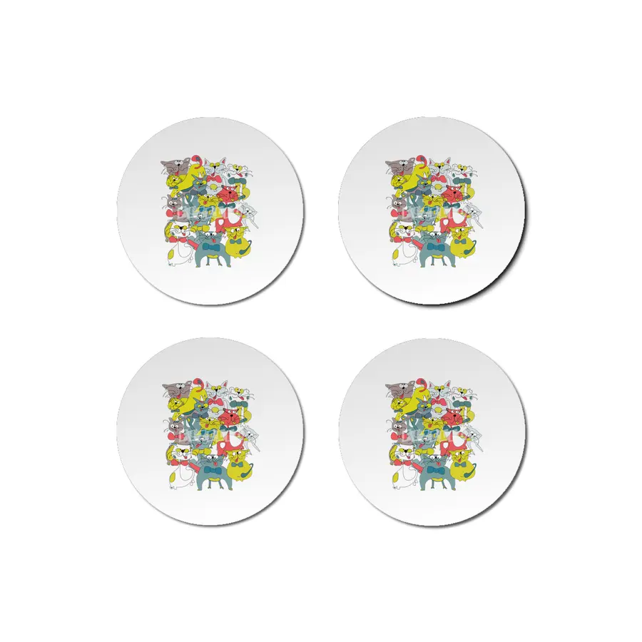 Funny doodle colorful cats.Seamless pattern with funny hand drawn cats Bardak Altlığı