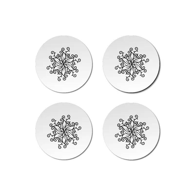 Black and white mandala vector isolated on white. Vector hand drawn circular decorative element. Bardak Altlığı