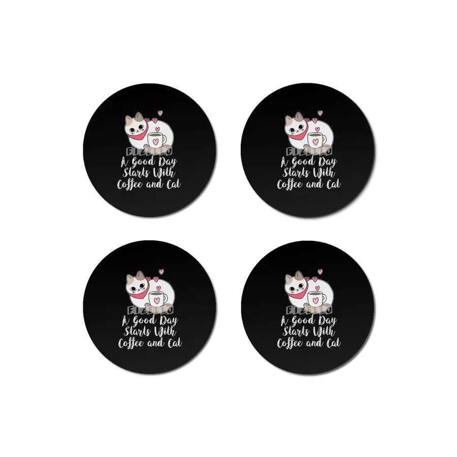 A Good Day Starts With Coffee and Cat Cute Kitty Lovers Bardak Altlığı