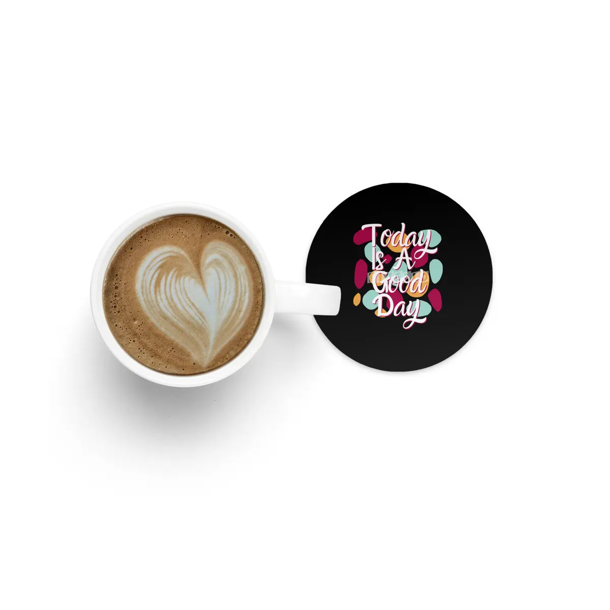 Today Is A Good Day Colorful Polka Blobs - Abstract Wobbly Polka Dots Black Bardak Altlığı