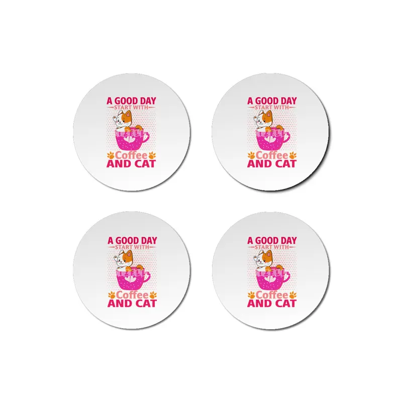 A Good Day Start With Coffee And Cute Cat Best Idea For Cat Lover Bardak Altlığı