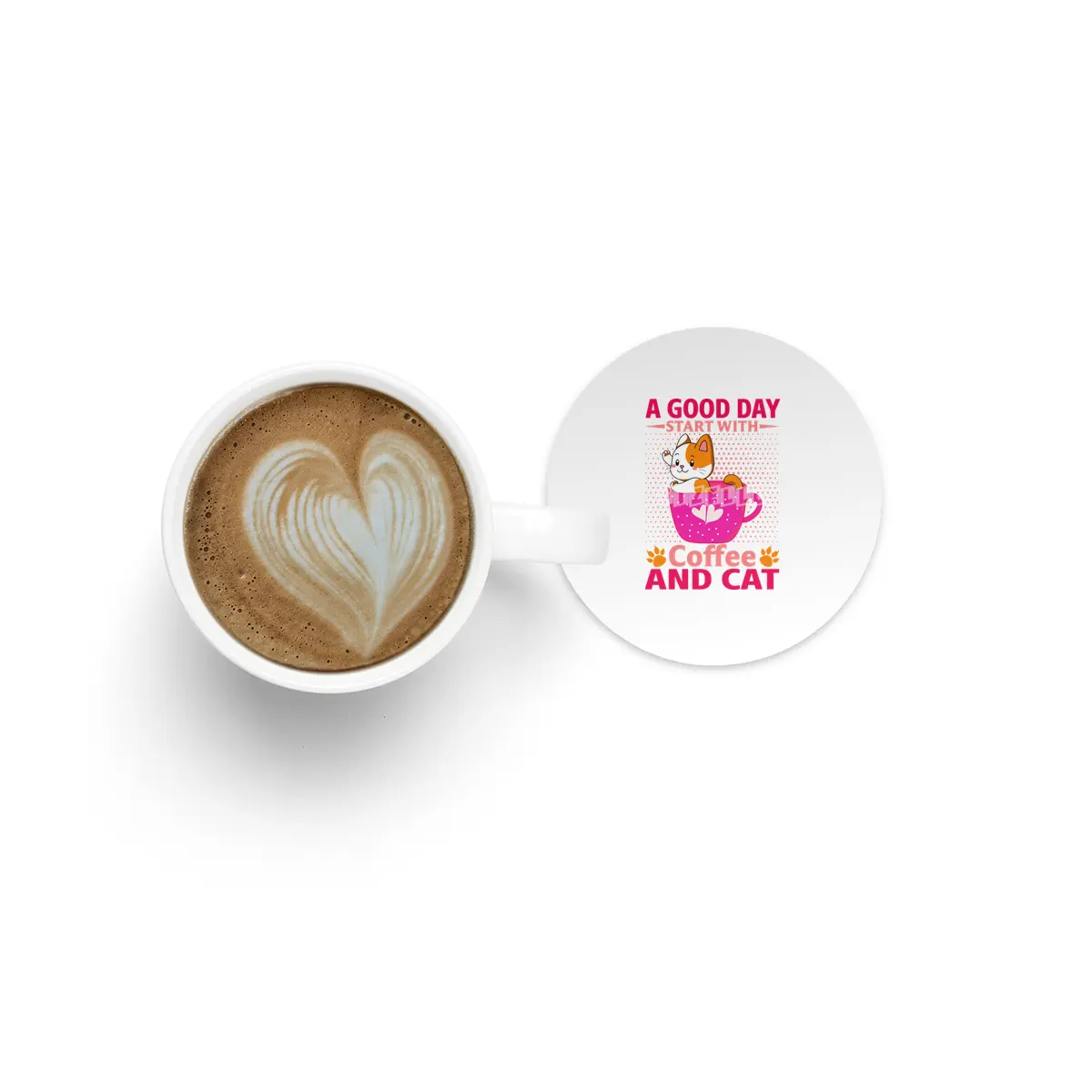 A Good Day Start With Coffee And Cute Cat Best Idea For Cat Lover Bardak Altlığı