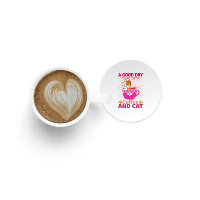 A Good Day Start With Coffee And Cute Cat Best Idea For Cat Lover Bardak Altlığı