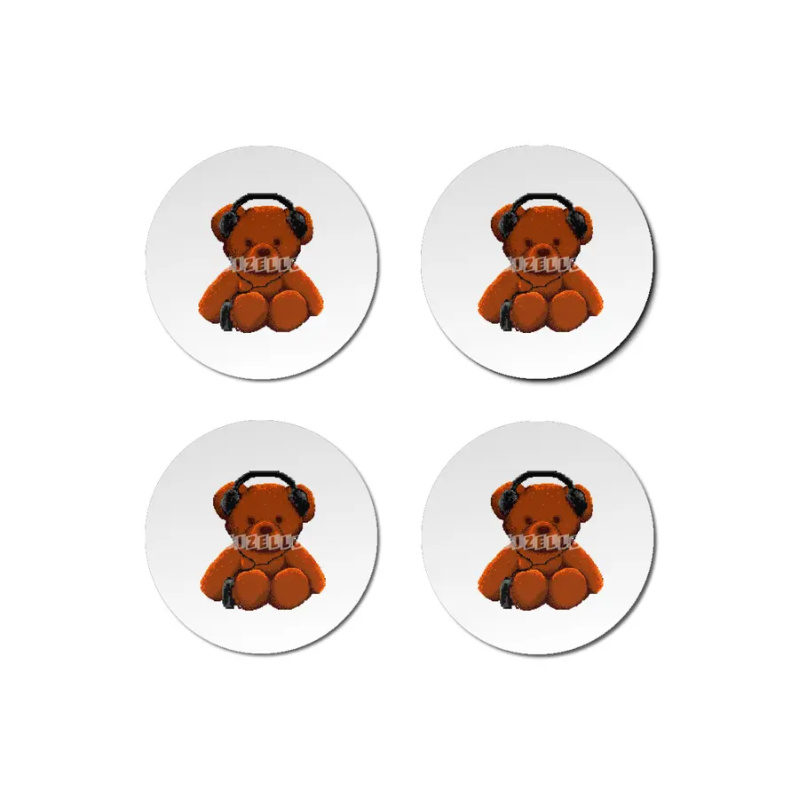 bear listen to music 8 bit Bardak Altlığı